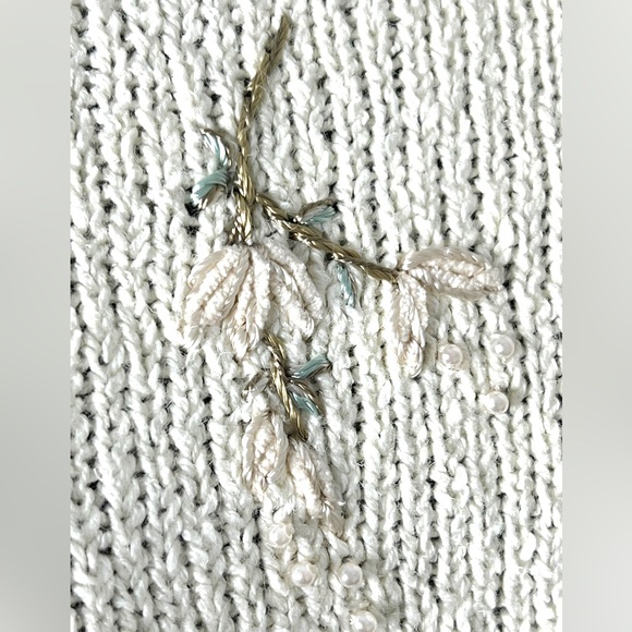 Vintage Talbots Womens Knit Jumper Cream Size XL (14/16/18) Pearls Embroidered - Picture 5 of 12